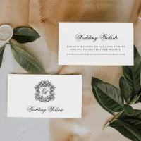 Elegant Script Monogram Crest Wedding Website Enclosure Card