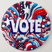 Red, White and Blue Patriotic US Flag Vote Large Button