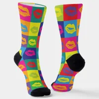 Sexy Pop Art Lipstick Kiss Marks Pattern Socks