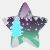 Christmas Trees Shades of Green Star Sticker