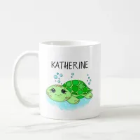 Personalized Cute Turtle Cartoon Name  Coffee Mug