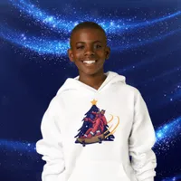 Modern Space Skateboarding Santa Christmas Kids Hoodie