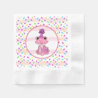 Cute Candy Sprinkles and pink Frog Birthday Napkins