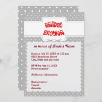 Gray and White Polka Dots Heart Bridal Shower Card