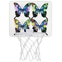 Aqua, Pink, and Yellow -  Elegant Butterflies Mini Basketball Hoop