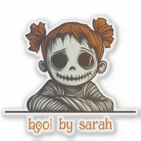 Red Head Zombie with Space Buns Hair Sticker