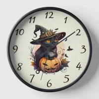 Cat Lover's Black Cat Halloween Cat Mom Clock