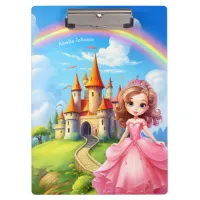 Cute Princess in a Fairy Tale Castle Personalized Clipboard
