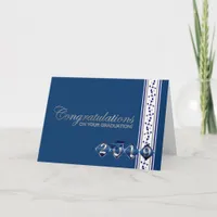 2019 Blue & Silver Graduation Congratulations Card