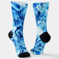 Blue Ice Rose Photo Edit Socks