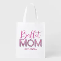 Pink Ballet Mom Sparkle Luxe Diamond Grocery Bag
