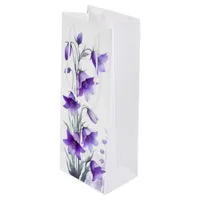 Elegant Purple Flowers  Wine Gift Bag