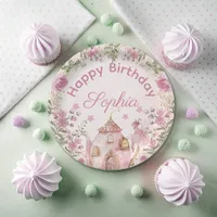 Tea Party Fairy Girl Blush Pink Flowers Birthday Paper Plates