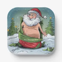 Funny Dirty Santa Christmas Collection Paper Plates