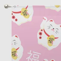 Maneki Neko Cute Lucky White Cat Sheer Curtains