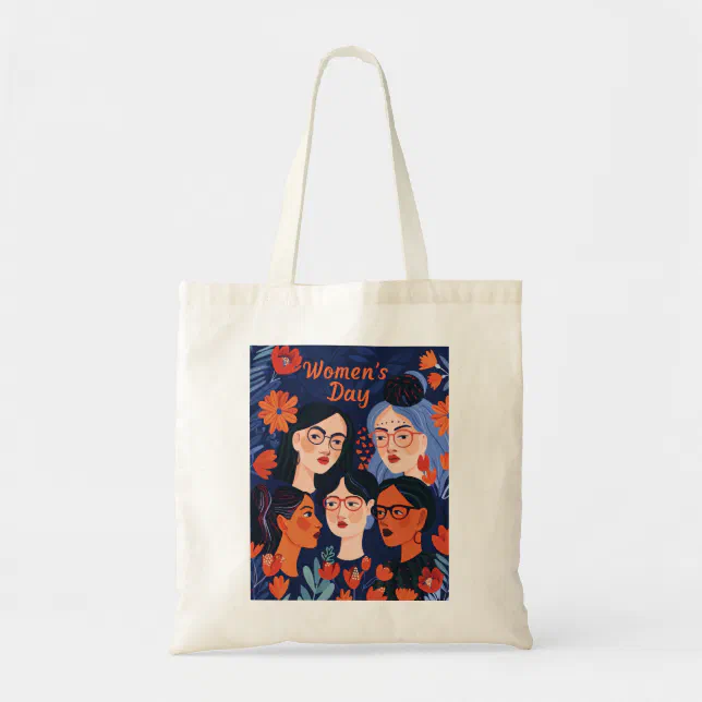 Floral Blue International Women's Day Tote Bag