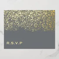 Grey and Gold Foil Wedding RSVP Foil Holiday Postcard