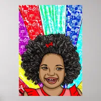 Happy Curls Pop Art Laughing Girl   Poster