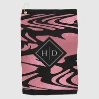 Elegant Ombre Rose Gold Glitter with Monogram Golf Towel