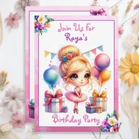 Ballet Themed Girl's Birthday Party Invitation