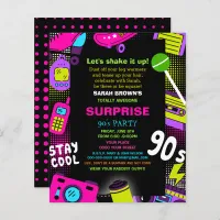 Budget Neon Retro 90s Birthday Party Invite