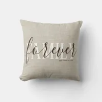 Rustic Beige Burlap Style Family Forever | Photo Throw Pillow