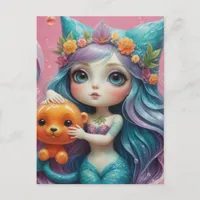 Sexy Mermaid and Bear Postcard