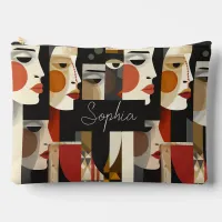 Abstract Women Faces Artistic Illustration  Accessory Pouch