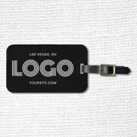 Black and White Modern Rectangular Logo Luggage Tag