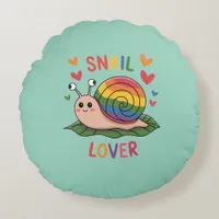 snail lover bright colorful snails cute round pillow