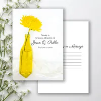 Yellow Flower in Vase Share a Memory Funeral Note Card