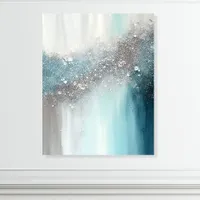 Shimmering Teal and Silver Abstract Acrylic Photo Tile