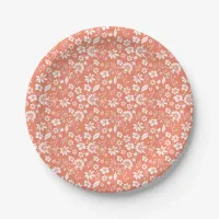 Stylish Coral Tropical Peach Garden Flowers Paper Plates