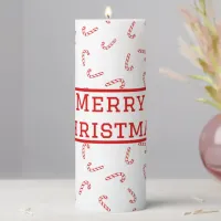 Personalized Candy Cane Christmas Pillar Candle