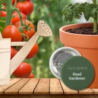 Head Gardener Personalized Name Funny Gardening Button