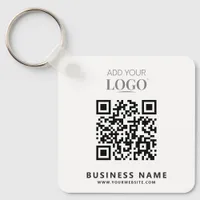 Company Logo Business Name Branding QR Code & Text Keychain