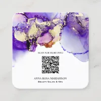 *~* LAVENDER  QR CODE Yummy  Gold Bold AP29 Square Business Card