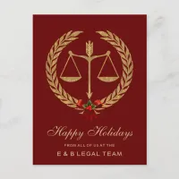 Red Simple Attorney Christmas Holiday Postcard