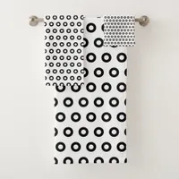 Black and White Polka Ohs Bath Towel Set