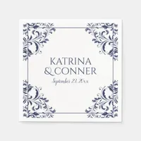 Elegant Wedding Napkins | Nadine (Navy Blue) 2