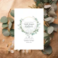 Eucalyptus Geometric Gold Wedding Invitation