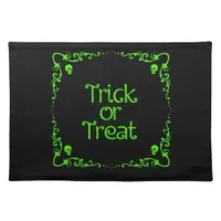 Halloween Slime Green Trick or Treat  Cloth Placemat