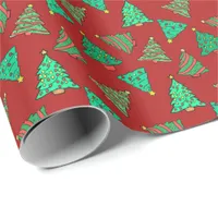 Fun Christmas Trees | Red Patterned Wrapping Paper