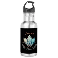 Custom Name Lotus - [NAME] Shines Bright Stainless Steel Water Bottle