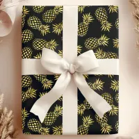 Navy Blue Gold Pineapple Pattern Wrapping Paper