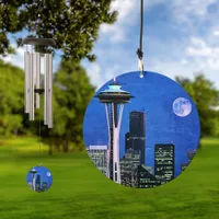 Blue Seattle Downtown Skyline Wind Chime