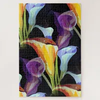 Artdeco Vintage Rustic Calla Lilies Watercolor Jigsaw Puzzle