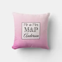 Personalized Gradient Pink Wedding Pillow