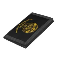 Gold Bison Roaming Under a Moonlit Mountain Sky Trifold Wallet