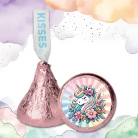 Magical Pink and Gold Unicorn and Flowers Hershey&#174;'s Kisses&#174;